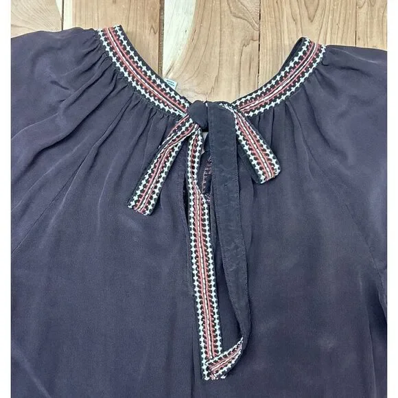 Johnny Was Workshop Womens Small Silk Embroidered Blouse Style W10719-8 Floral